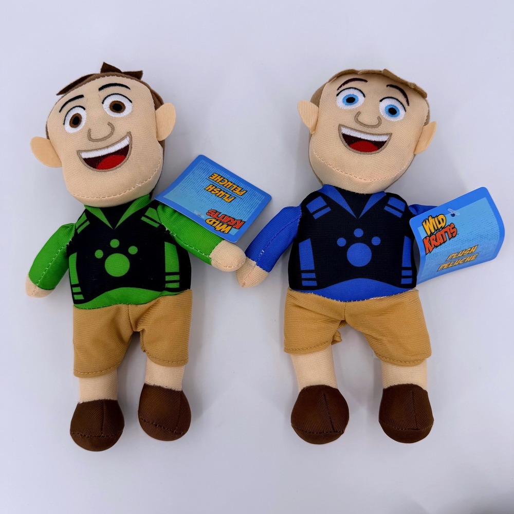 Wild Kratts Plush Toy Kids 8 inch Green Blue NEW Chris Martin Stuffed Animal Set